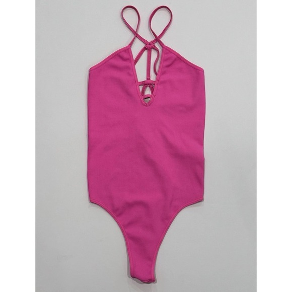 NEW FREE PEOPLE X FP MOVEMENT XS/S Dance All Day Bodysuit WOMEN Hot Pink $40 - Picture 2 of 9